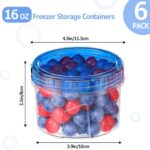 6 Pack-16 OZ Freezer Storage Containers, Small Plastic Containers with Twist Top Lids, Round Food Storage Containers, Reusable Soup Container Microwave/Dishwasher Safe - Image 4