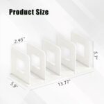 Adjustable Book Shelf Organizer 4 Section Vertical Plastic File Holder Book & Magazine Rack Folder Sorter Book Organizer for Office Home Closet & Handbag Storage (White) - Image 3