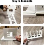 Adjustable Book Shelf Organizer 4 Section Vertical Plastic File Holder Book & Magazine Rack Folder Sorter Book Organizer for Office Home Closet & Handbag Storage (White) - Image 4