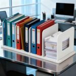 Adjustable Book Shelf Organizer 4 Section Vertical Plastic File Holder Book & Magazine Rack Folder Sorter Book Organizer for Office Home Closet & Handbag Storage (White) - Image 6