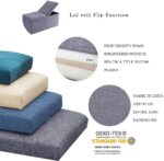 CUYOCA Storage Ottoman Bench Foldable Seat Footrest Shoe Bench End of Bed Storage with Flipping Lid, 75L Storage Space, 30 inches Linen Fabric Brown - Image 10