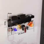 Keys Holder On Wall Adhesive Key Rack with Mail Organizer Wall Mount Key Hanger with 6 Hooks for Entryway Door Hallway and Office (Matte Black) - Image 4