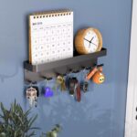 Keys Holder On Wall Adhesive Key Rack with Mail Organizer Wall Mount Key Hanger with 6 Hooks for Entryway Door Hallway and Office (Matte Black) - Image 5