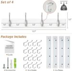 Forbena White Coat Rack Wall Mount 4-Pack, Coat Hanger Wall Mounted for Hanging Clothes Purse, Modern Key Holder Hooks for Closet Hat, Belt, Bag, Backpack, Leash (White and Silver - 16 Hooks) - Image 4