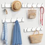 Forbena White Coat Rack Wall Mount 4-Pack, Coat Hanger Wall Mounted for Hanging Clothes Purse, Modern Key Holder Hooks for Closet Hat, Belt, Bag, Backpack, Leash (White and Silver - 16 Hooks) - Image 9