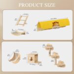Cat Wall Shelves, 13-in-1 Solid Wood Wall-Mounted Cats Furniture Set with Scratching Post, Cat Climbing Wall Systems with 40''L Tunnel, Steps, Condos, House, Ladder, Cats Shelf Furniture - Image 3