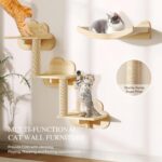 Cat Wall Shelves, 13-in-1 Solid Wood Wall-Mounted Cats Furniture Set with Scratching Post, Cat Climbing Wall Systems with 40''L Tunnel, Steps, Condos, House, Ladder, Cats Shelf Furniture - Image 6