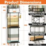 Towel Racks for Bathroom 39.9 Inch Wall Mounted Towel Rack with Shelf, Bathroom Towel Storage Holds 6 Large Rolled Towels, Metal Wall Towel Rack, Black - Image 4