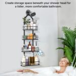 Shower Caddy Hanging Rustproof, 4 Tier Adjustable Hanging Shower Caddy Over Showerhead, No Drilling Handing Shower Racks for Bathroom Shampoo Soap Storage - Image 3