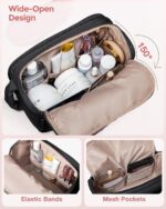 Travel Toiletry Bag for Women, Water Resistant Makeup Organizer with Wide-Open Design for Toiletries and Cosmetics, Black (Bag Only) - Image 3