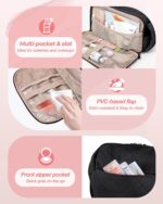 Travel Toiletry Bag for Women, Water Resistant Makeup Organizer with Wide-Open Design for Toiletries and Cosmetics, Black (Bag Only) - Image 4