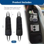 Car Organizer Front Seat, 2PCS Multi-Pocket Car Storage Organizer with Mesh Net, Durable Car Camping Essentials, Universal Car Seat Side Organizer for Cars, SUV & Truck(Black) - Image 3