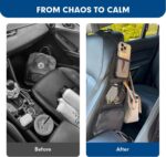 Car Organizer Front Seat, 2PCS Multi-Pocket Car Storage Organizer with Mesh Net, Durable Car Camping Essentials, Universal Car Seat Side Organizer for Cars, SUV & Truck(Black) - Image 5