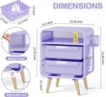 Kids Nightstand,Girls Bedside Table,Night Side Table,Kids Night Stand,End Tables Bedroom,Purple Cute Nightstand with Storage Drawer for Girls - Image 4
