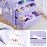 Kids Nightstand,Girls Bedside Table,Night Side Table,Kids Night Stand,End Tables Bedroom,Purple Cute Nightstand with Storage Drawer for Girls - Image 5