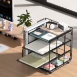 Desk Organizer, 4-Tier Metal Paper Organizer for Desk with Vertical File Holder, Office Accessories and Desktop Storage for Office Supplies (Black) - Image 3