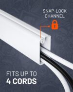 ECHOGEAR Cord Cover for Wires On Wall - Peel & Stick Cable Hider Channel with 10 feet of Plastic Raceway Plus Connector Pack - Ideal for Wall Mounted TVs - White - Image 3