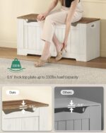 39.4" Storage Chest, Storage Bench Trunk with 2 Hinge, Wooden Box, Lift-Top Chest Organizer, Shoe Bench for Entryway, Bedroom, Living Room, White and Brown SB01014B - Image 4