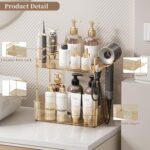 YCIA&DONE Bathroom Counter Organizer, Large Makeup Organizer Countertop, Shelf Storage, Vanity Tray, Easily Assemble for Bathroom Organizers and Storage, Undersink, Cabinet,2 Tiers Amber - Image 3