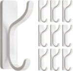 pickpiff Adhesive Wall Coat Hooks - Heavy Duty Stick-On Door Hanger, Metal Hook for Hanging Towel,Purse, Robe, Backpack, Jacket, Clothes - for Bathroom,Dorm, Closet, Kitchen - White, 10 Pack - Image 4