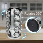 360° Rotating Spice Rack with 16 Glass Jars – Stainless Steel Countertop Seasoning Organizer with Airtight Lids, Labels, Funnel & Gift Box – Kitchen Storage for Herbs & Spices - Image 4