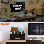 Black Wood Desk Organizer and Accessories with Drawer, Bill Mail Organizer and File Mail Holder for Office Supplies, Modern Desk Accessories & Workspace Organizers for Desk Organization - Image 3