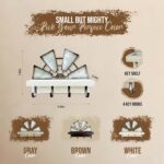 Windmill Key Holder Wall Mount, Decorative Wall Mounted Key and Mail Rack with Shelf, Farmhouse Wall Decor, 4 Rustic Hooks for Coats & Keys, White Western Key Holder. - Image 3