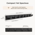 Black Wall Mounted Coat Rack- 2 Modular Rails (25'' Total), 8 Right-Angle Hooks, Modern Organizer for Entryway, Bathroom, Bedroom, Holds Coats, Towels, Hats - Image 4