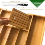 VaeFae Bamboo Silverware Drawer Organizer Kitchen, Expandable Utensil Organizer with Knife Block, Cutlery Tray with Divider, Multifunctional Drawer Organizer - Image 3