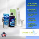 Gecko-Loc Large Deep suction cup wall mount bathroom shower caddy - shampoo storage basket shelf organizer caddie bath shelves - Silver - Image 4