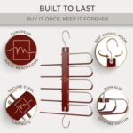 MORALVE Pants Hangers Space Saving - 2 Pack European Beechwood Scarf and Jean Hangers - Closet Organizer and Space Saver Pant Rack, Leggings Hanger, and Scarf Holder with 360° Swivel Hook - Image 3