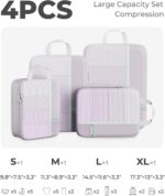 Percover Compression Packing Cubes 4-Piece Set, Packing Cubes Compression for Travel with Label Pockets, Travel Organizer for Carry On & Checked Luggage, Purple - Image 3
