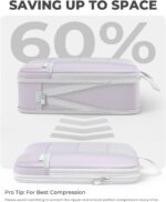 Percover Compression Packing Cubes 4-Piece Set, Packing Cubes Compression for Travel with Label Pockets, Travel Organizer for Carry On & Checked Luggage, Purple - Image 4