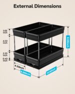 Nieifi Spice Organization for Cabinet-Vertical Spice Rack Pull Out-Spice Rack Organizer for Cabinet-4-1/3 inch Wide-Seasoning Kitchen Organizer-4.3" W x 10.6" D x 8.7" H-2 Pack-2 Tier - Image 3