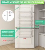 Over The Door Pantry Organizer, Wall Mount Spice Rack, Pantry Hanging Storage and Organization, 6 Adjustable Baskets Heavy-Duty Metal for Home & Kitchen, Back of Door Seasoning Rack - White - Image 3