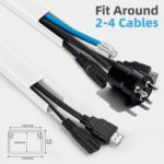 Art3d Cord Hider, 120in Cord Cover, Large Cable Hider, Self Adhesive Wire Covers for 4 Cords, Paintable Cable Raceway Wire Hider, Wall Mount TV Cords Management, 8X W0.94 H0.54in, White - Image 4