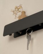 Kazai. Key Holder for Wall 'Kian' | Minimalist Key Rack Design from Berlin | Modern Metal Wall Key Hooks with Shelf | Mail and Key Holder for Entryway | Black - Image 3