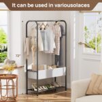 Freestanding Metal Garment Rack - Heavy Duty Coat & Clothes Hanger for Hanging/Drying, Portable Closet Storage for Laundry Room/Bedroom, Black - Image 3