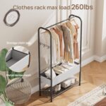 Freestanding Metal Garment Rack - Heavy Duty Coat & Clothes Hanger for Hanging/Drying, Portable Closet Storage for Laundry Room/Bedroom, Black - Image 9