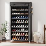 Laiensia 9-Tier Vertical Shoe Rack Organizer, Space Saving Shoe Storage Organizer, Non-Woven Cover Shoe Shelf Holds 36-45Pairs for Bedroom, Hallway, Closet Entryway, Grey - Image 3