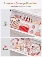 SMARTAKE 13-Piece Drawer Organizer with Non-Slip Silicone Pads, 5-Size Desk Drawer Organizer Trays Storage Tray for Makeup, Jewelries, Utensils in Bedroom Dresser, Office and Kitchen (Clear) - Image 4