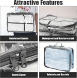 Hillban 6 Pcs Gray Large Clear Travel Packing Cube 3 Sizes See-through PVC Organizer for Suitcase Multipurpose Pouch with Handle Vinyl Zippered Storage Bags Luggage Cube Organizer - Image 4