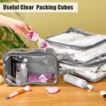 Hillban 6 Pcs Gray Large Clear Travel Packing Cube 3 Sizes See-through PVC Organizer for Suitcase Multipurpose Pouch with Handle Vinyl Zippered Storage Bags Luggage Cube Organizer - Image 5