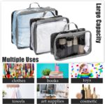 Hillban 6 Pcs Gray Large Clear Travel Packing Cube 3 Sizes See-through PVC Organizer for Suitcase Multipurpose Pouch with Handle Vinyl Zippered Storage Bags Luggage Cube Organizer - Image 8