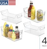 iDesign Condiment Organizer for Fridge - Plastic Fridge Organizer Bins with Handles, Set of 4, Clear - Image 3