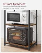 VASAGLE Coffee Bar, 23.6 Inches Baker's Rack for Kitchen with Storage, 6-Tier Kitchen Shelves with 6 Hooks, Microwave Stand, Industrial, Rustic Brown and Ink Black UKKS024B01 - Image 8