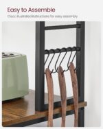 VASAGLE Coffee Bar, 23.6 Inches Baker's Rack for Kitchen with Storage, 6-Tier Kitchen Shelves with 6 Hooks, Microwave Stand, Industrial, Rustic Brown and Ink Black UKKS024B01 - Image 10