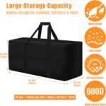LYHNMW Outdoor Cushion Storage Bag, 600D Oxford Fabric Waterproof Extra Large Patio Furniture Bag, Cushion Organizer Bag with Zipper & Padded Handle(40"L x 20.4"W x 28.3"H) - Image 3