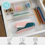 Martha Stewart Kerry Plastic Stackable Office Desk Drawer Organizers, Set of 6, with Gold Trim - Image 4