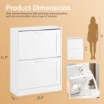 Haotian Shoe Cabinet Storage for Entryway, Slim Shoe Rack Freestanding, Narrow Shoe Organizer 2 Flip-Drawers for Front Door Entrance Hallway, White, FSR137-W - Image 3